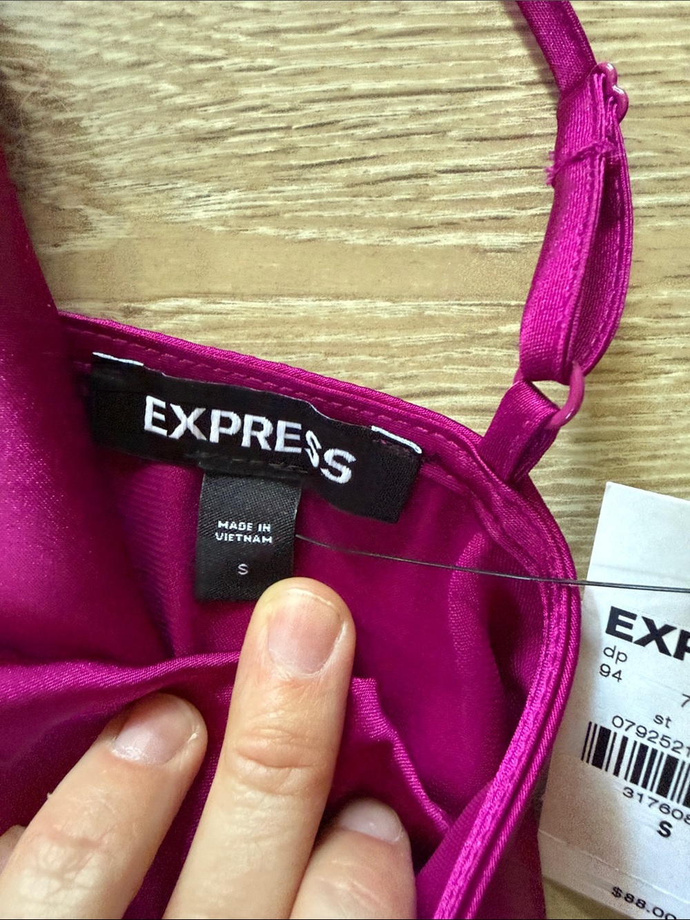 Express Hot Pink Satin Cowl-Neck Wide-Leg Jumpsuit - Picture 3 of 8